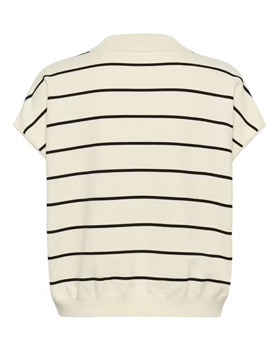 Gestuz - GZSaia Pullover Polo - Egret/Black Striped 